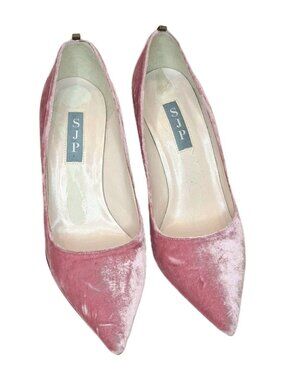 Sara Jessica Parker Stilettos SJP Pink Velvet Size 37 Leather Handmade In Italy